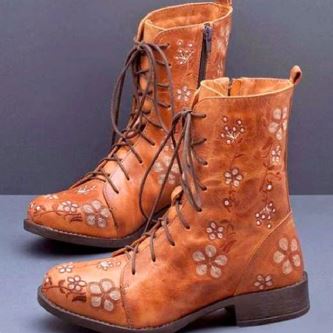 LM | Casual floral lace-up boots