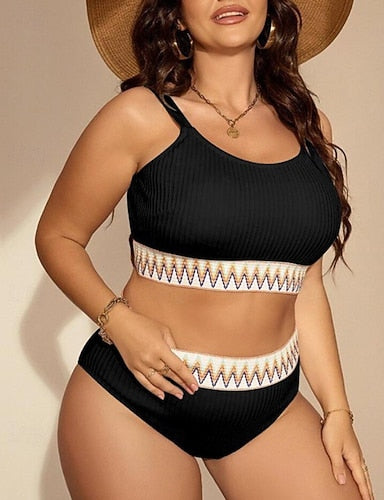 Standard Surfing Tankinis & Bikinis Bathing Top 2 Pieces Geometric Open Back Uv Protection Elastic Sleeveless Swimwear Surfing Diving Swimming Summer