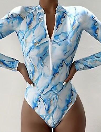 Rash Guard Swimsuit Printed Uv Sun Protection Upf50+ Quick Dry Long Sleeve Swimwear Bathing Suit Surfing Beach Water Sports Summer