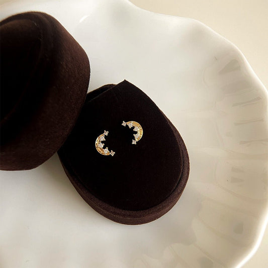 Gilded Moon Stud Earrings