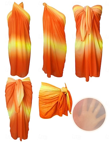 Swimwear Cover Up Wrap Skirt Swimsuit Ruched Vacation Beach Wear Ombre Strapless Sleeveless Bathing Suits