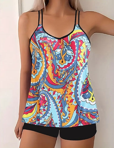 Swimwear 2 Piece Shorts Swimsuit Backless Vacation Beach Wear V Neck Sleeveless Bathing Suits