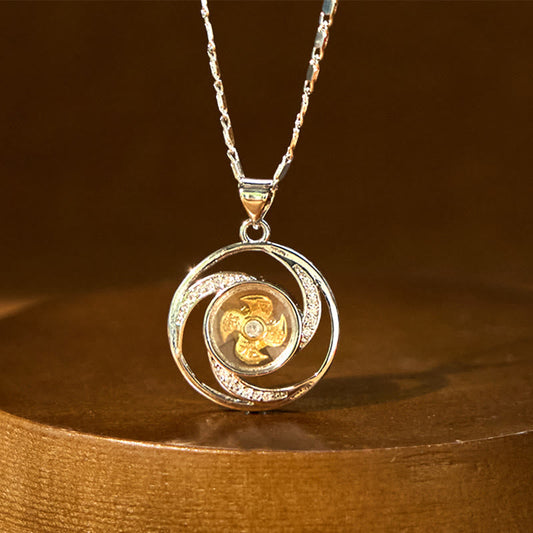 Gold Plated Copper Windmill Spiritual Necklace Pendant