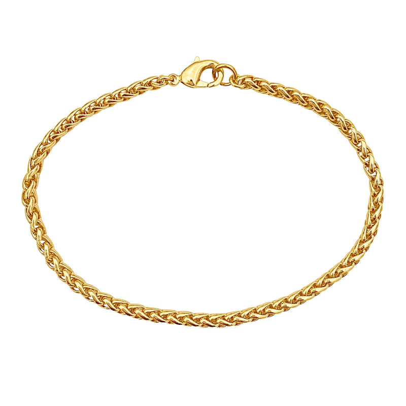 Gold 3.2mm Thick Ponytail/foxtail/wheat Weave Chain Bracelet