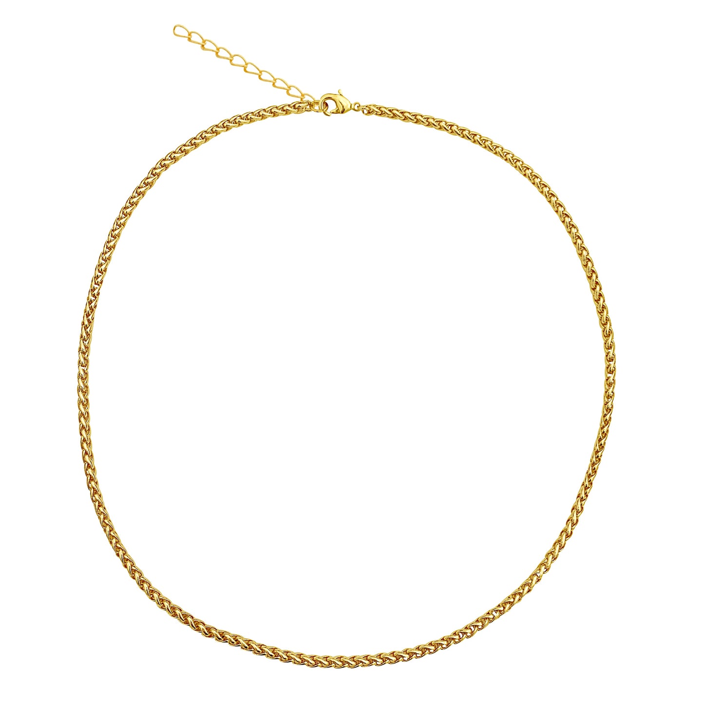 Gold 3.2mm Thick Ponytail/foxtail/wheat Weave Necklace Chain With Extender