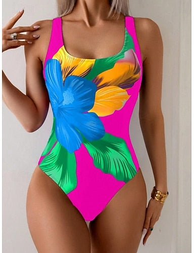 Swimwear One Piece Briefs Swimsuit Beach Wear Summer Graphic U Neck Sleeveless Bathing Suits