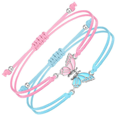 Handmade Braided Butterfly Freedom Bracelet (set of 2)