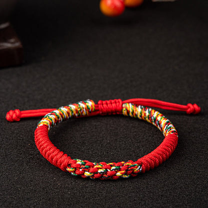 Handmade Red String Bracelet for Protection & Luck, Tibetan Style