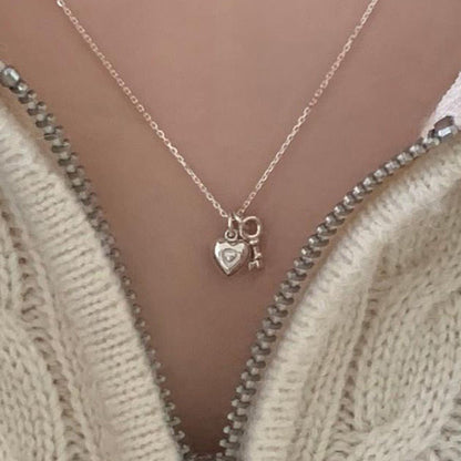 Heart Lock Necklace in Silver