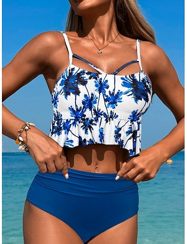 Swimwear Bikini 2 Piece Cheeky Swimsuit Backless Slim Vacation Beach Wear Color V Neck Sleeveless Bathing Suits