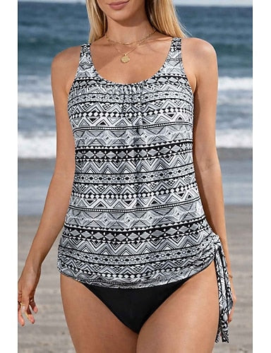 Swimwear Tankini 2 Piece Swimsuit Vacation Sleeveless Bathing Suits