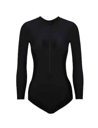 Rash Guard Swimsuit Colored Front Zip Uv Sun Protection Upf50+ Quick Dry Long Sleeve Bodysuit Bathing Suit Surfing Beach Water Sports Summer