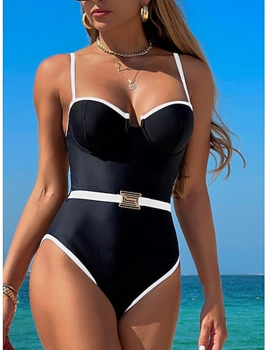 Tankini 2 Piece Swimsuit Underwire Tummy Control High Waist Slim Backless Vacation Beach Wear Color V Neck Sleeveless Bathing Suits