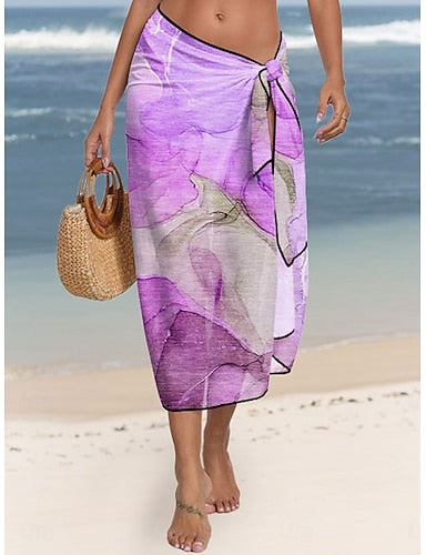 Cover Up Swimsuit With Skirt Wrap Skirt Vacation Ombre Sleeveless Bathing Suits