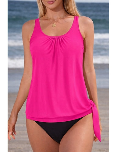Swimwear Tankini 2 Piece Swimsuit Vacation Sleeveless Bathing Suits