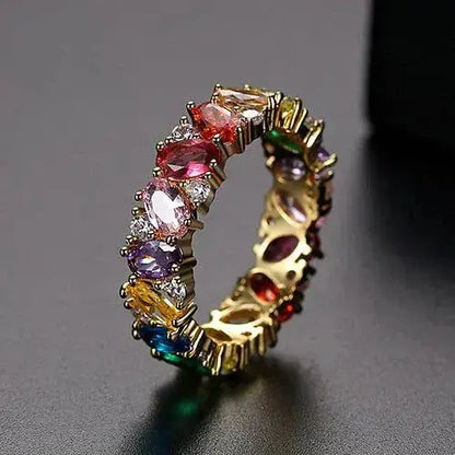 1+1 Offer: Colorful Crystal Flower Earrings + Multicolor Zirconia Ring