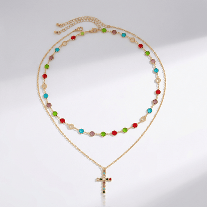 Colorful Cross Pendant Necklace