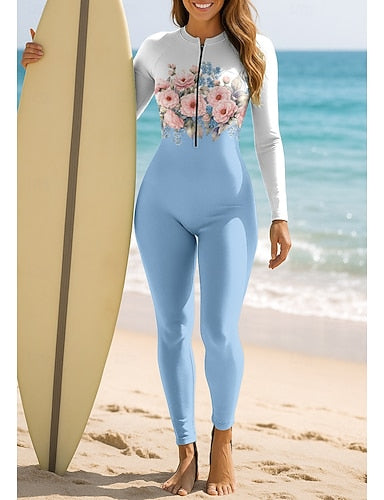 Standard Rash Guard Full Body Swimwear Dive Skin Suit Front Zip Upf50+ Quick Dry High Elasticity Long Sleeve Swimwear Surfing Canoeing Diving Summer