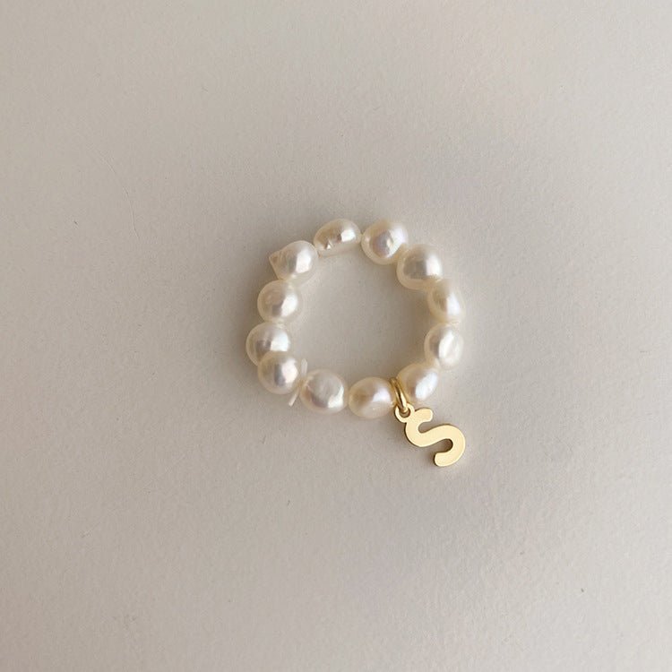 [] Pearl Initial Ring