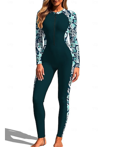 Rash Guard Full Body Rash Guard One Piece Surfing Suit Ocean Zip Up With Built in Bra Front Zip Uv Sun Protection Full Coverage Upf50+ Long Sleeve Full Body Swimwear Bodysuit Surfing