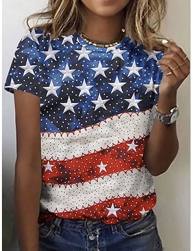Independence Day American Anniversary Patriotic Swimwear One Piece High Cut Swimsuit Beach Wear Summer Graphic Flag U Neck Sleeveless Bathing Suits
