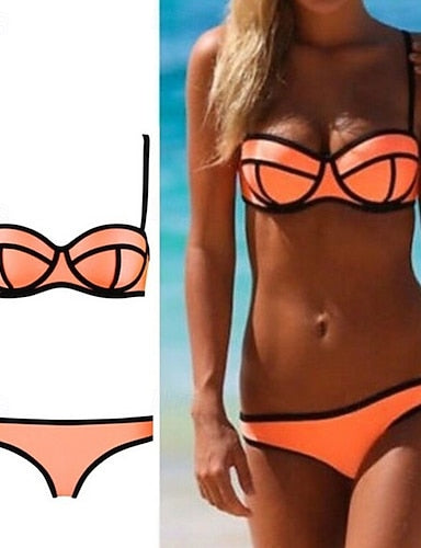 Bikini Sets Bathing Suit Swimwear Colored Swimwear Light Pink Pink Breathable Sleeveless - Surfing Beach Swimming Summer