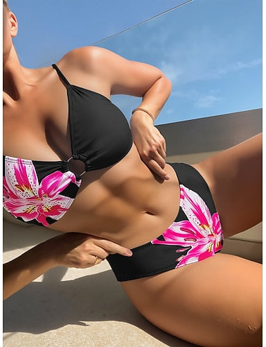 Bikini 2 Piece Swimsuit Underwire Cheeky Slim Backless Vacation Beach Wear V Neck Sleeveless Bathing Suits