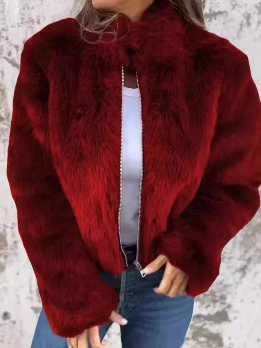 LM | elegant fur coat with zipper