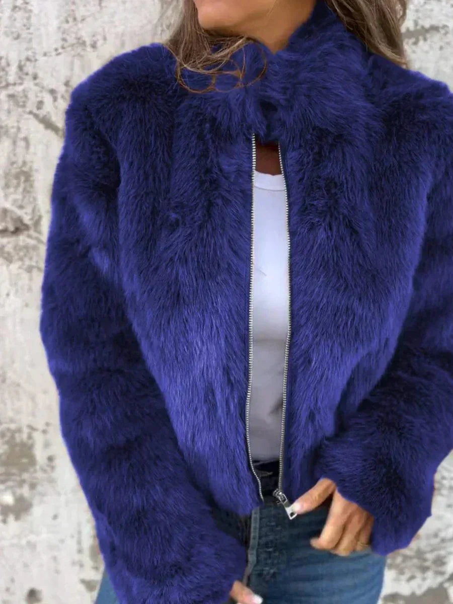 LM | elegant fur coat with zipper