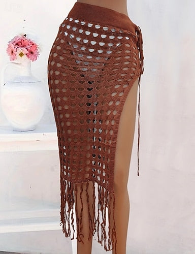 Swimwear Cover Up Swim Dress Skirt Swimsuit Cut Out Vacation Beach Wear Color Sleeveless Bathing Suits