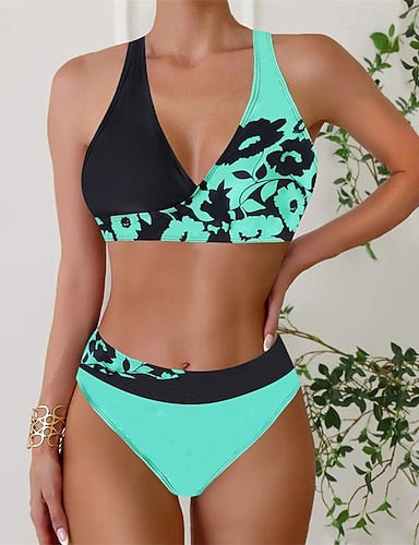 Tankini Two Piece Swimsuit Backless Swimwear Swimwear Yellow Pink Breathable Quick Dry Lightweight Sleeveless - Swimming Surfing Beach Summer Spring