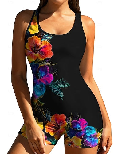 Regular Rash Guard One Piece Surfing Suit Bathing Suit Tropical Color-blocking Removable Pad Front Zip Uv Sun Protection Upf50+ Stretchy Sleeveless Swimwear Bodysuit Surfing Canoeing