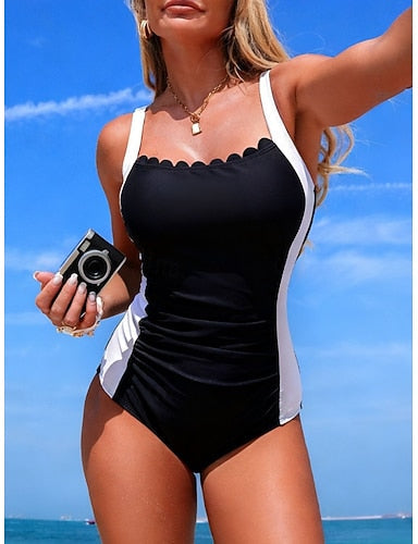 Swimwear One Piece Monokini Swimsuit Slim Backless Vacation Beach Wear Color Leopard Scoop Neck Sleeveless Bathing Suits