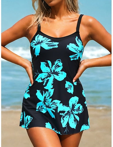 Swimwear Tankini 2 Piece Swim Dress Swimsuit 2 Piece Summer Strap Sleeveless Bathing Suits
