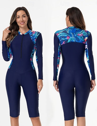 Rash Guard Bathing Suit Swimsuits Printed Zip Up Ultra Light (ul) Uv Protection Elastic Long Sleeve Swimwear Surfing Snorkeling Spring