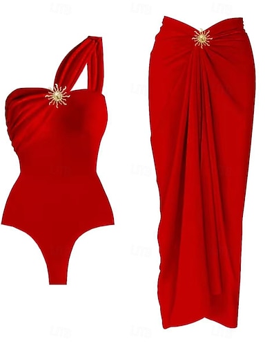 Swimwear One Piece Monokini Swimsuit Thong One Piece Tummy Control High Waist Slim Backless Vacation Beach Wear Color Strapless Sleeveless Bathing Suits