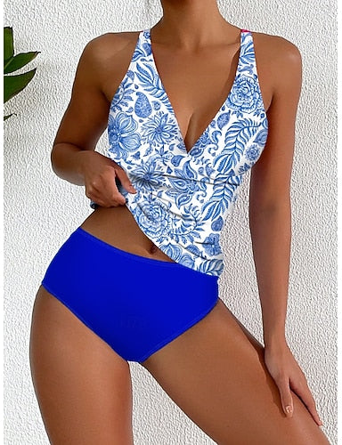 Bikini 2 Piece Swimsuit Ruched Cheeky Backless Slim Vacation Beach Wear Halter Neck Sleeveless Bathing Suits