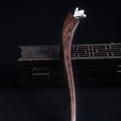 Magnolia Ebony Flower Hairpin in 925 Sterling Silver | Blessing Gift