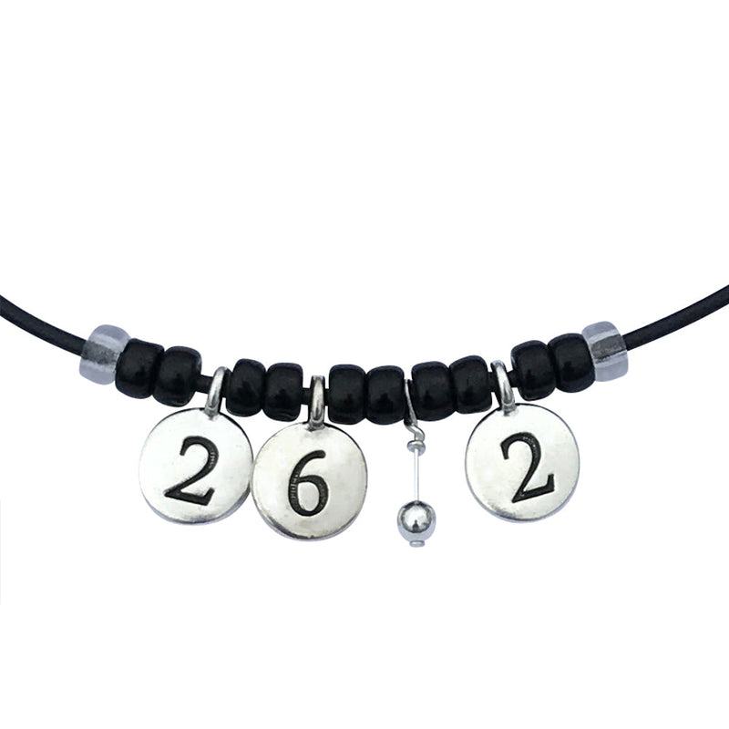 Dragonweave Marathon Necklace Silver Plated 26.2 Black Leather Handmade Marathon Necklace