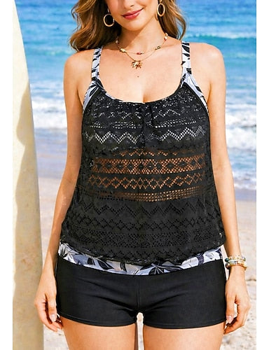 Bathing Suit Tankini 2 Pieces Colored With Cover Up Ultra Light (ul) Tummy Control Elastic Sleeveless Swimwear Surfing Snorkeling Summer