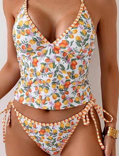 Swimwear Tankini Swimsuit Active Plunge Sleeveless Bathing Suits