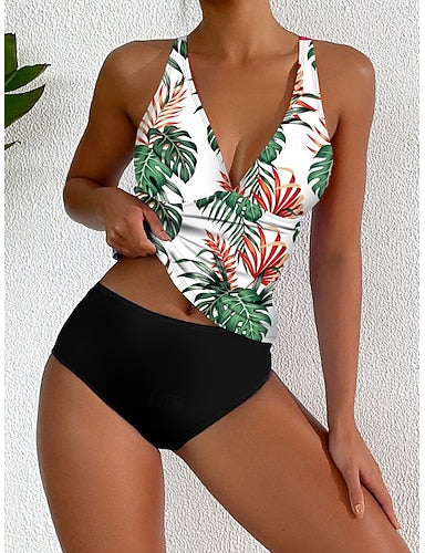 Bikini 2 Piece Swimsuit Ruched Cheeky Backless Slim Vacation Beach Wear Halter Neck Sleeveless Bathing Suits