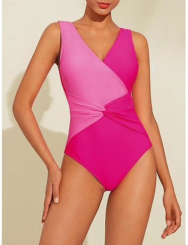 Contrast Color Onepiece Swimsuit