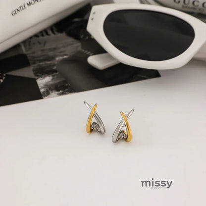 Adalae Two-tone Geometric Earrings