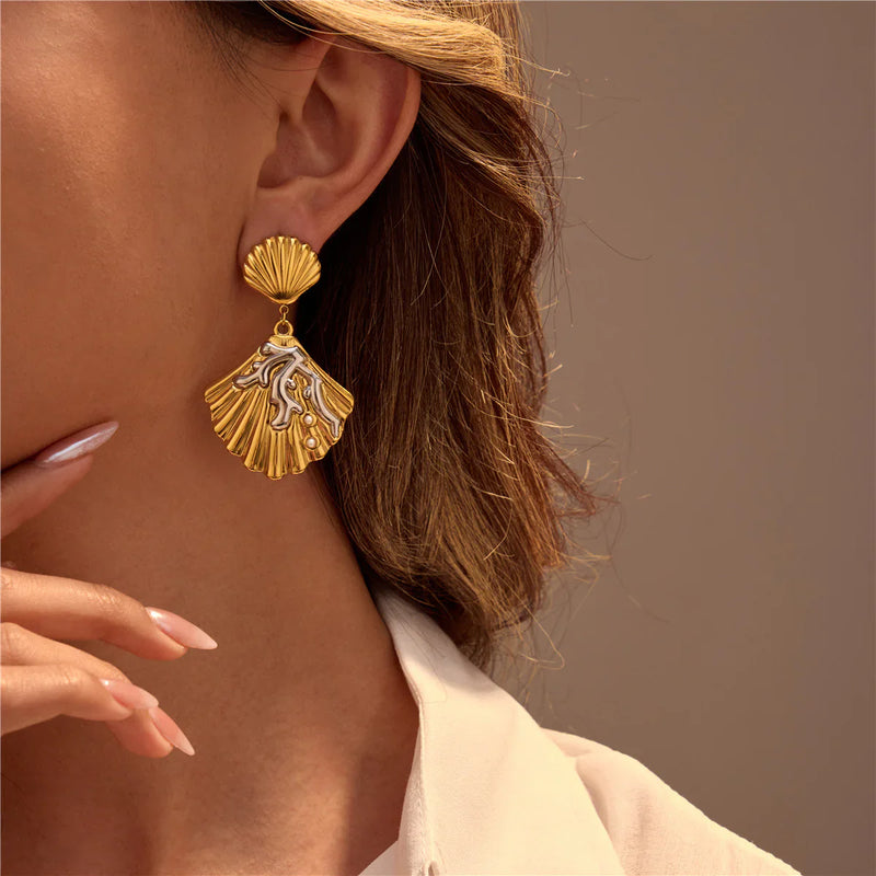 Aithana Dual-tone Shell Hoops
