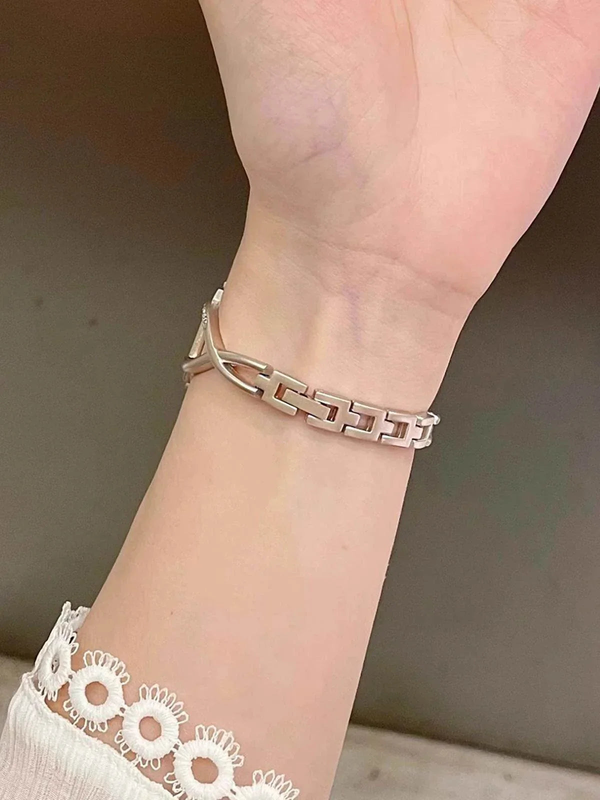 Diamond Inlaid Metal Watch Strap