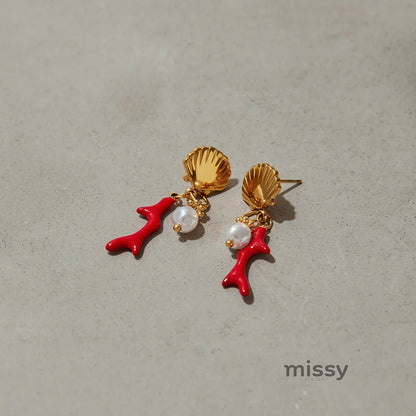 Jasper Cross Pearl Drop Earrings