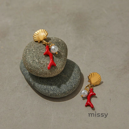 Jasper Cross Pearl Drop Earrings