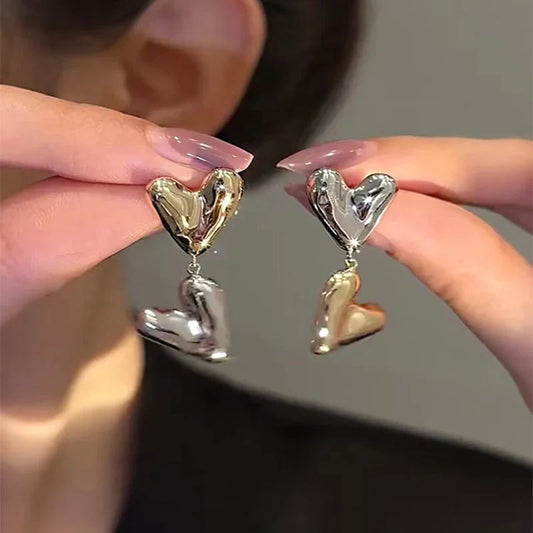 Klaire Two-tone Heart Tassel Earrings