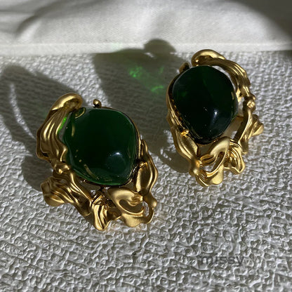 Lacey Emerald Green Stud Earrings
